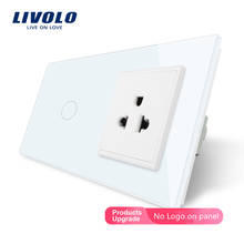 Livolo Touch Switch&US Socket,White Crystal Glass Panel, AC 110~250V,16A US Wall Socket with Switch,VL-C701/C7C1US-11/12,no logo 2024 - buy cheap