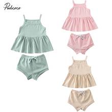 2PCS/Set Baby Infant Girl Clothes Solid Sleeveless Tops Dress+Shorts Pants Outfits Kids Soft Cotton Summer Clothing Set  0-24M 2024 - buy cheap