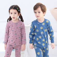 Conjuntos de pijamas para niños y niñas, ropa de dormir de algodón, traje de otoño, Tops de manga larga + Pantalones, 2 uds. 2024 - compra barato