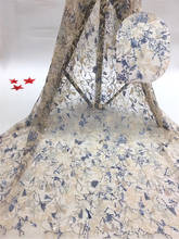 Novo design elegante rede francês bordada de tule tecido de renda com lantejoulas flores para vestido de festa 2024 - compre barato