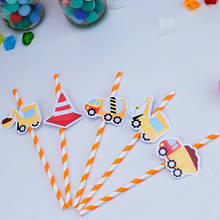 Construction Trucks Theme Party Paper Straws Digger Series 2 Drinking Straws Kids Event Birthday Party Decorations Supplies 2024 - buy cheap