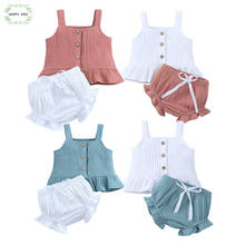 DTZ496-Conjunto de ropa informal para niños, conjunto de 2 unids/set, ropa de verano, color sólido 2024 - compra barato