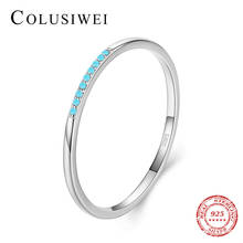 Colusiwei-Anillo de Plata de Ley 925 con diseño minimalistas para mujer, sortija apilable de color azul turquesa, joyería de bandas de compromiso de boda 2024 - compra barato