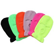 Rosto cheio capa de esqui maskpink três buracos balaclava malha chapéu exército tático cs inverno ciclismo balaclava masculino máscaras faciais 2024 - compre barato