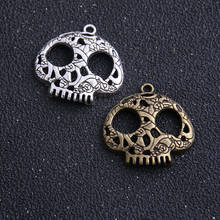 6pcs 26*26mm Vintage Bronze/Sliver Cameo Skull Charms Jewelry Findings Fit Diy Jewelry Making Pendants 2024 - buy cheap