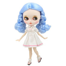 ICY DBS Blyth doll with open mouth blue curly hair white skin customized matte face nude Joint body BL6005 2024 - buy cheap