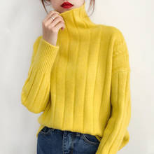 2020 A new female turtleneck long sleeved short all-match loose knitted shirt thickening Korean Students 2024 - buy cheap