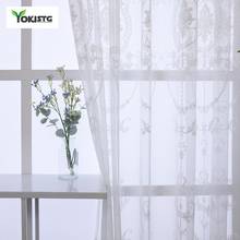 Cortinas transparentes bordadas yokistg para sala de estar cozinha quarto decoração moderna tule estilo nórdico cortinas de tratamento de janela 2024 - compre barato