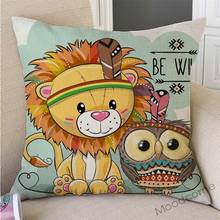 Cartoon Woodland Animals Cotton Linen Children Room Decoration Cushion  Cover Cute Forest Animals Fox  Bear Lion Owl Pillow Case 2024 - buy cheap