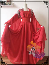 Grande mestre do cultivo demoníaco jiang yanli mo dao zu shi anime cosplay traje de casamento vestido chiffon fada vestido antigo vermelho 2024 - compre barato