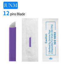 0,2mm 100 Uds aguja de tatuaje accesorios maquillaje permanente esterilizado púrpura 12pins Super afilada HOJA DE Microblading para ceja labio 2024 - compra barato