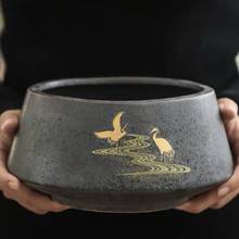 Juego de té Kung Fu de cerámica de estilo japonés para el hogar, accesorios Vintage, taza esmaltada de plata, cuenco de té grande, jarra de desechos de té 2024 - compra barato