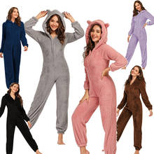 Winter Warm Pyjamas Women Onesie Fluffy Fleece Jumpsuits Sleepwear Overall Plus Size Hooded Sets Pajamas For Women Adult 5XL 2024 - buy cheap