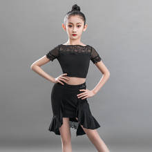 2021 Latin Dance Dress For Girls Black Latin Dance Top Skirt Suit Children'S Latin Dance Practice Clothes Latin Dress DQS6810 2024 - buy cheap