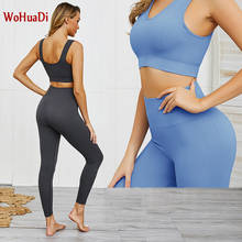 Wohuadi conjunto de yoga sem costura alta qualidade mulheres ternos do esporte da aptidão ginásio conjunto roupas femininas colheita superior correndo leggings roupa esportiva 2024 - compre barato