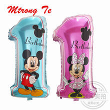 Globos de aluminio con diseño de Mickey y Minnie para decoración de cumpleaños, Globos de helio para decoración de bodas y Baby Shower, Número 1, 50 unidades 2024 - compra barato