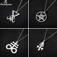 Leviaser símbolo da cruz bijuteria pentagrama satânico pino lucifer lavey colar escondido do diabo pin lucifer 2024 - compre barato