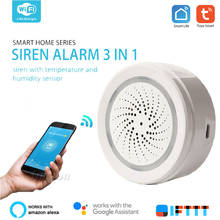 Tuya wifi 3 em 1 sirene alarme temperatura sensor de umidade automação residencial inteligente amazon alexa compatível google assistente ifttt 2024 - compre barato