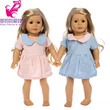 Vestido de boneca denim, roupas para bonecas de 43cm para recém-nascidos, casaco de boneca de 18 cabeças, 45cm, roupas de boneca de menina 2024 - compre barato