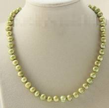 Jewelry Free Shipping Genuine 17" 9mm light green freshwater pearls necklace magnet clasp 2024 - buy cheap