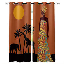 Black Woman African Tropical Landscape Curtains For Living Room Window Curtain For Bedroom Modern Interior Home Decoration 2024 - buy cheap