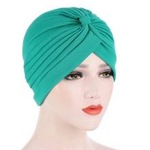 Muslim Women Knot Twist Hijab Turban Caps Stretch Crinkle Headscarf Bonnet Beanie Hat Islamic Ready To Wear Headwrap India Cap 2024 - buy cheap