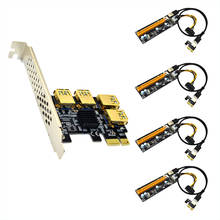 Pci-e cartão de expansão 1x para 16x pci-e placa de riser 4 portas usb 3.0 adaptador cartão 1 a 4 riser cartão definido para 2024 - compre barato