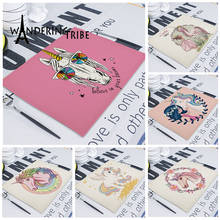 1PCs Pink Pretty Cartoon Animal Unicorn Table Napkin Home Decor Table Napkins  Mats Placemat 42*32cm Serviette De Table Mariage 2024 - buy cheap