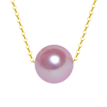Xf800 colar com pingente de pérola de água doce real, 7-8mm, redondo, pérola rosa, corrente de ouro 18k, joias finas femininas 2020 d34 2024 - compre barato