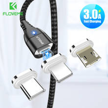 FLOVEME 3in1 Magnetic USB Cable Micro USB Type C Cable For iPhone 11 7 8 XR 3A Quick Charging Cable USB C Magnet Charger Cord 2024 - buy cheap