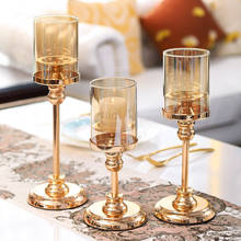 Candelabros de Metal para centros de mesa de boda, soporte de velas, decoración para bodas, candelabro dorado 2024 - compra barato