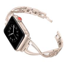 Ремешок из нержавеющей стали для Apple Watch se, браслет с бриллиантами для iwatch series 6 5 4 3 2 1, 38 мм 42 40 44 мм 2024 - купить недорого