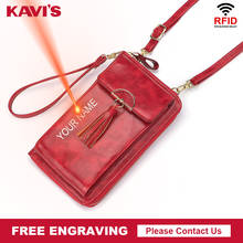 Сумка на плечо KAVIS для сотового телефона, модная красная миниатюрная летняя сумочка для мобильного телефона с отделением для карт для повседневного использования, с бесплатной гравировкой 2024 - купить недорого