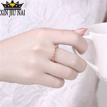 Anéis românticos com strass e em 3 cores, moda feminina, estilo simples, cor dourada rosa, anéis de noiva e festa 2024 - compre barato
