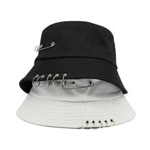 Bucket-Hats Punk Black Solid Iron Pin Rings Personality Fisherman Cat Cotton Women Men Hip Hop Panama Hat 2021 New 2024 - buy cheap