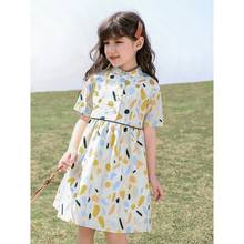 4-14 Years Kids Print Dot Dresses For Girls 2021 Summer Turn-Down Collar Princess Dress Little Big Girls Clothes Children Dress 2024 - buy cheap