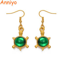 Anniyo Hawaii Turtle Earrings Green for Women Girl Gold Color Tortoise Guam Kiribati Earring Jewelry #222206 2024 - buy cheap