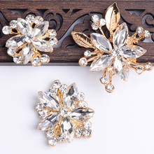 10 Pieces/Lot Metal Rhinestone Flower Brooch Clothing Accessories Ornaments DIY Jewelry Making 2024 - buy cheap