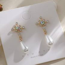 Pendientes con Cruz de perlas de cristal para mujer, joyería elegante coreana romántica, palacio francés, 2020 2024 - compra barato