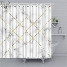 Золотистые геометрические ромбовидные скандинавские Мраморные текстуры занавески для ванной Белые Водонепроницаемые Полиэстеровые тканевые занавески для ванной комнаты комплекты 2024 - купить недорого