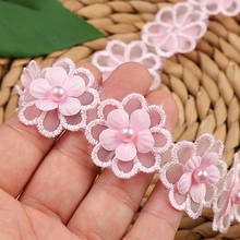20Yards 30mm Flower Pearl Embroidery Lace Trim White Pink Applique Patch Ribbons Dress Sewing Garment Accessories 2024 - buy cheap