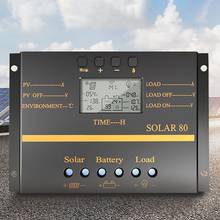 Controlador Solar PWM de 80A, 12V, 24V, controlador de cargador automático, pantalla LCD, regulador de carga de batería, USB 5V 2024 - compra barato