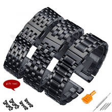 Peiyi pulseiras de relógio, 14 16 18 19 20 21 22mm, aço inoxidável, preto, pulseira de reposição, pulseira de metal para homens, acessórios de relógio 2024 - compre barato