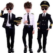 Children's Day Pilot Uniform Stewardess Cosplay Halloween Costumes for Kids Disguise Girl Boy Captain Aircraft Fancy Clothing 2024 - buy cheap