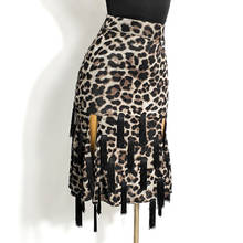 New Latin Dance Skirt Leopard Mesh Split Tassel Skirts Female Adult Rumba Samba Tango Cha Cha Salsa Practice Clothing DN6211 2024 - buy cheap