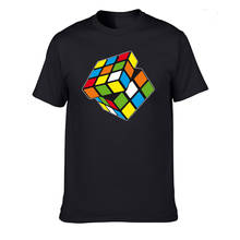 Camiseta de cubo de rubik, camiseta casual masculina de alta qualidade com mangas curtas, gola redonda, tamanho grande, 2020 algodão, novo, 100% 2024 - compre barato