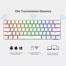 Stk61-teclado mecânico com fio, 61 teclas, retroiluminação rgb, 5.0, teclado para mac e windows 10/8, sem fio 2024 - compre barato