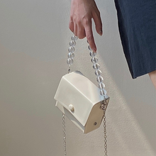 Mini bolso cuadrado elegante para mujer, bandolera de hombro con cadena de cuentas, de diseñador de lujo, Bolsos de mano 2024 - compra barato