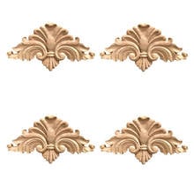 4 Pcs Exquisite Retro Wood Craft Onlay Wood Applique Wood Decal Wooden Woodcarving Decorative Door Home Decor Corner Window 2024 - buy cheap