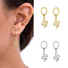 Snake Huggie Hoop Earrings 925 Sterling Silver Hoop Earrings for Women Long Snake Earrings Punk Style Animal Earring Jewelry 2024 - buy cheap